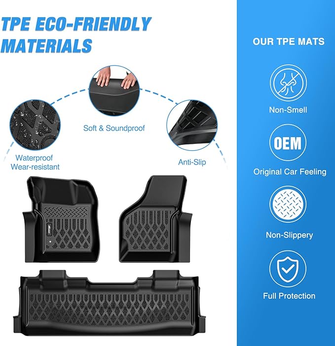 Nilight TPE Floor Mats for Ford F250 F350 F450 Super Duty Crew Cab 1999 2000 2001 2002 2003 2004 2005 2006 2007 All Weather Custom Fit Heavy Duty Floor Liners