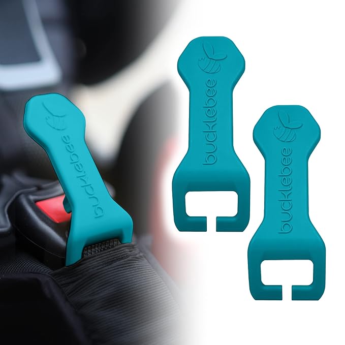 Bucklebee Easy Car Seat Buckle Release Aid for Children Unbuckle Car Seat Release Tool - Button Pusher - Opener for Nails - Buckle Release Tool (2 Packs Teal)