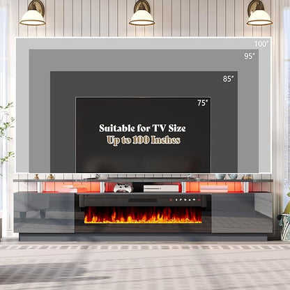 AMERLIFE 90" 2 Tier Fireplace TV Stand