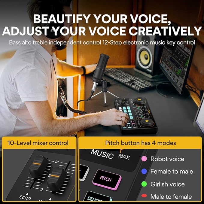 MAONO Podcast Equipment Bundle Audio mixer All-in-One Podcast Production Studio