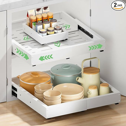 2 Pack Pull out Cabinet Organizer, Width Depth,