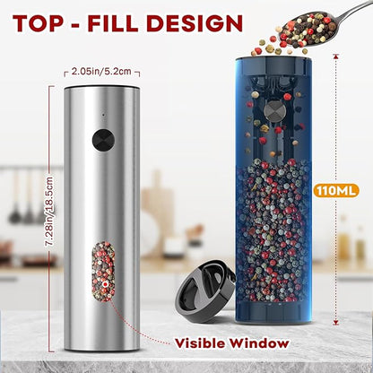 Electric Salt and Pepper Grinder Set: Automatic Rechargeable Salt and Pepper