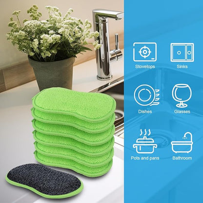 HOMEXCEL 12 Pack Multi-Purpose Scrub Sponges Kitchen Dish Sponge Non-Scratch