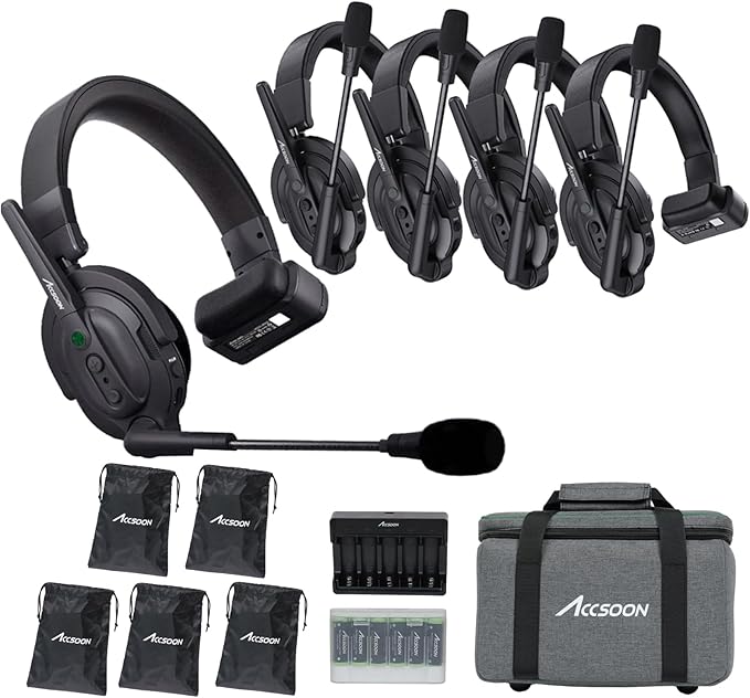 Accsoon Como MIC02-1H4R Wireless Headset Intercom System 5-Person Full Duplex