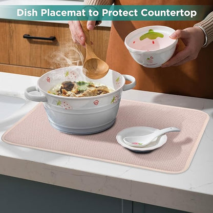 GeeRic Microfiber Dish Drying Mat Happy New Year, Super Absorbent Kitchen Dish