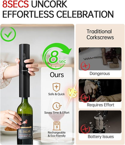 CIRCLE JOY Rechargeable Wine Opener Electric Wine Bottle Opener 7-in-1 Wine