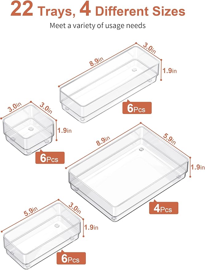 SMARTAKE 22-Piece Drawer Organizer
