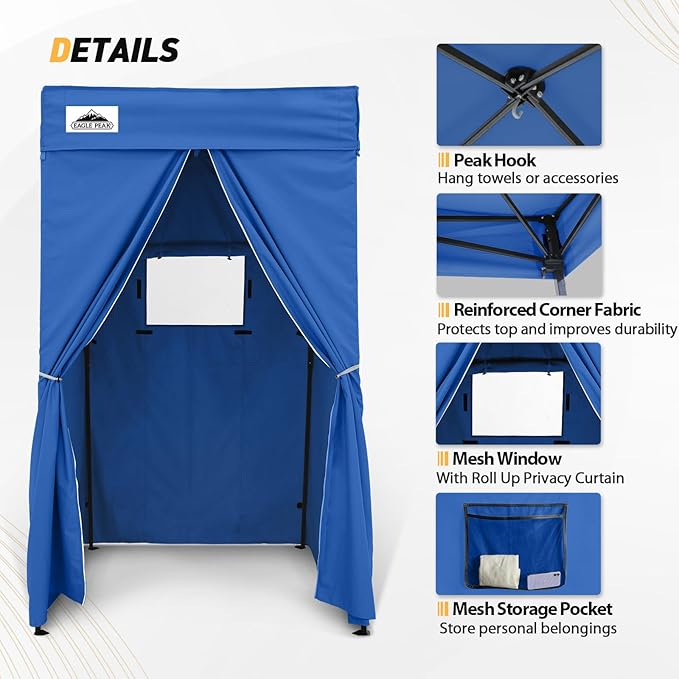 EAGLE PEAK Flex Compact 4x4 Pop-up Canopy Changing Room, Portable Privacy Dressing Room for Indoor Fashion Photoshoots, Camping, or Pool, Blue