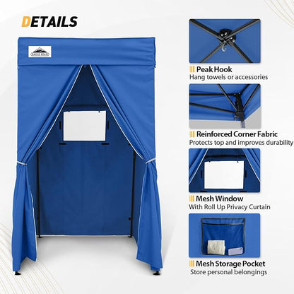 EAGLE PEAK Flex Compact 4x4 Pop-up Canopy Changing Room, Portable Privacy Dressing Room for Indoor Fashion Photoshoots, Camping, or Pool, Blue