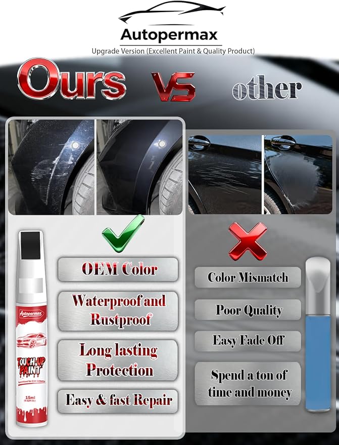 KH3 Black Obsidian/Super Black Car Touch Up Paint for Nissan, Color Accurate Two-In-One Car Paint Scratch Repair Pen, Professional Scratch Remover for Vehicles Chips and Nicks Scuff