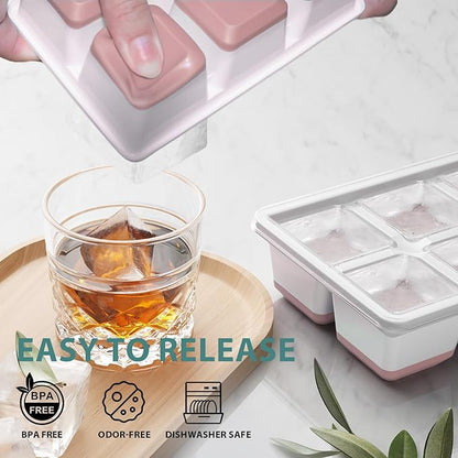 Optish Large Ice Cube Molds, 2 Pack Whiskey Square Ice Molds, 1.8 Inch Big Ice