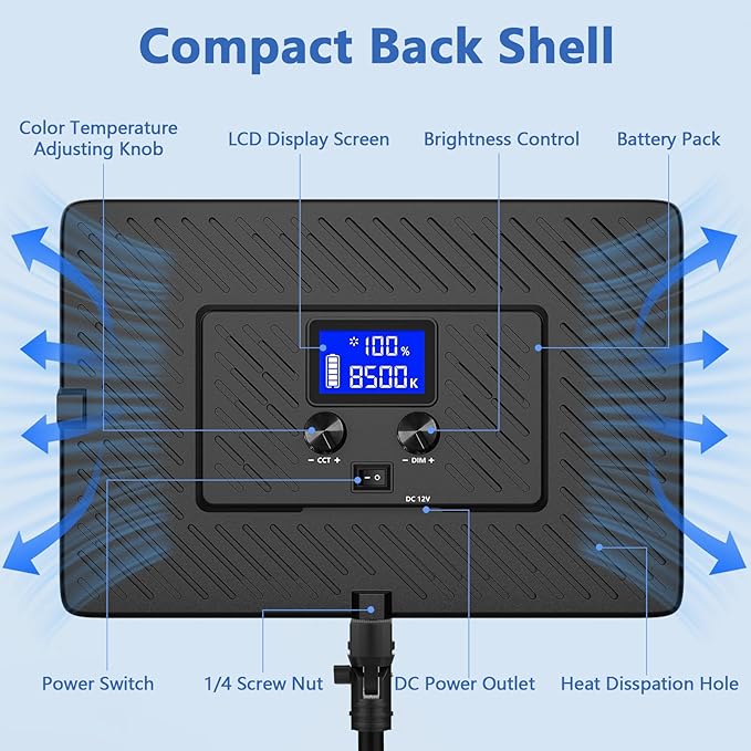 Led Video Light Panel Lighting Kit, QEUOOIY 2-Pack Bi-Color Photography Lighting