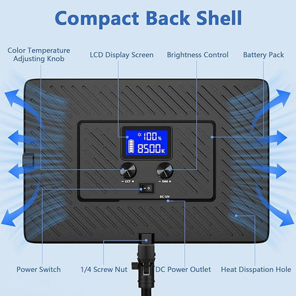 Led Video Light Panel Lighting Kit, QEUOOIY 2-Pack Bi-Color Photography Lighting