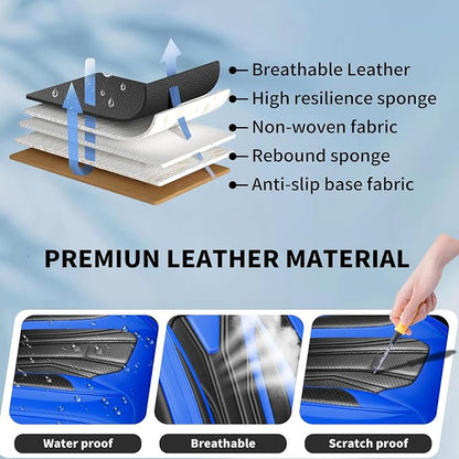 Fit Liberty Car Seat Covers for Jeep Liberty 2002-2011 2012 -Full Set Premium Leather, Waterproof & Breathable，All-Weather Seat Cushion Protecto & Airbag Compatible, 5 Seats Blue & Black