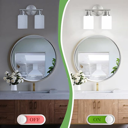 Guliaofo 2-Light Vanity Lights, Brushed Nickel Bathroom Light Fixture
