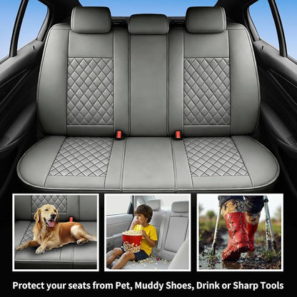Car Seat Covers Compatible with Hyundai Venue 2020-2025 2026 - Full Set 5 Seats Luxury Leather All-Weather Seat Cushions & Protectors, Waterproof & Breathable, Airbag Compatible (Gray)