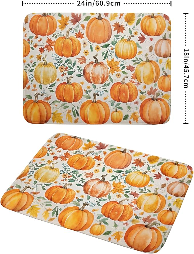 Fall Pumpkin Thanksgiving Dish Drying Mat