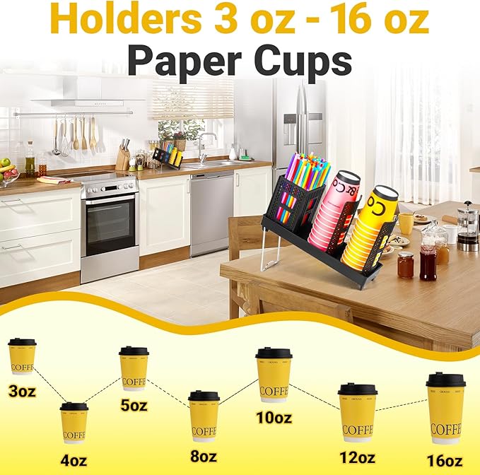 Cup and Lid Holder, Disposable Paper Cup Dispenser