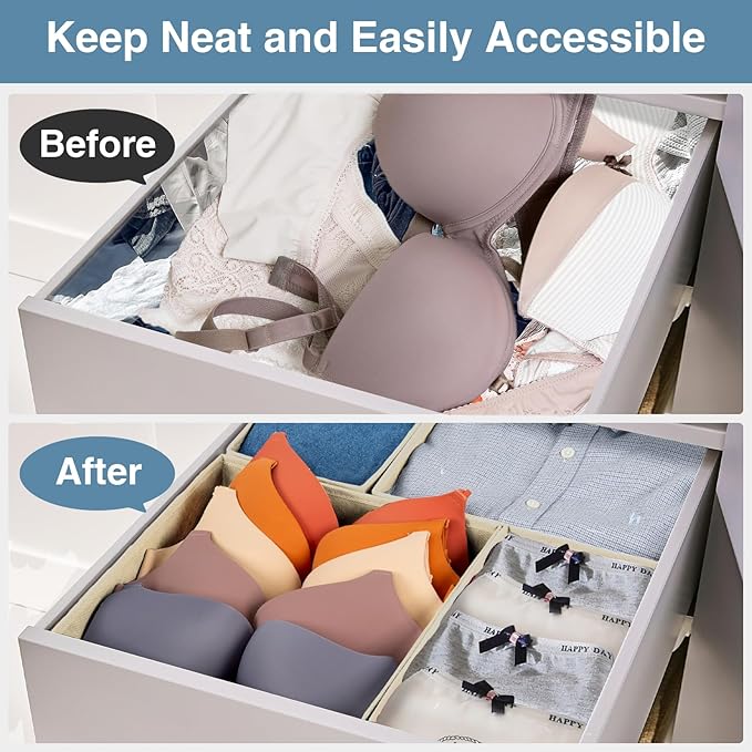 Criusia Drawer Organizer Clothes, 24 Pack Underwear Drawer Organizers, Foldable