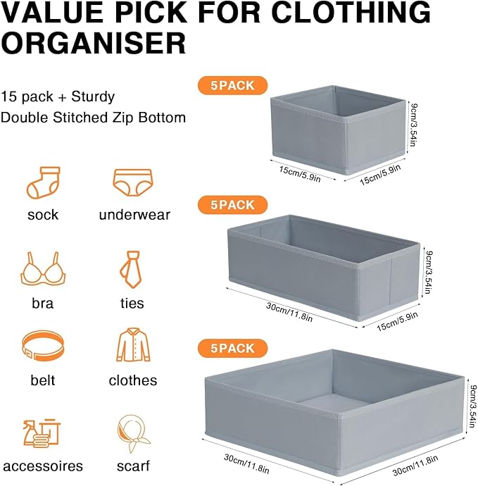 DIMJ Drawer Organizer Clothes 18 Pack