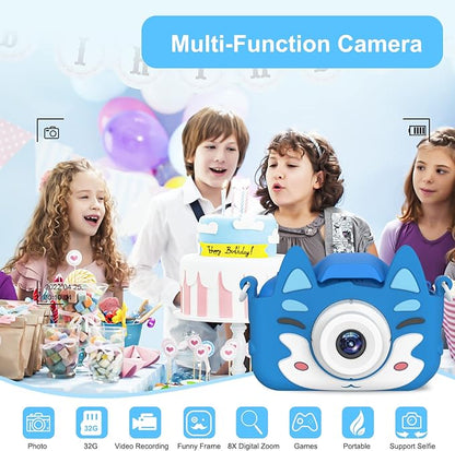 Kids Camera Toys Gifts for Boys Girls, Selfie Camera HD Digital Video Shockproof Camcorder, Christmas Birthday Gifts for 3 4 5 6 7 8 9 Years Old Girls Boys Gifts - 32GB SD Card Included