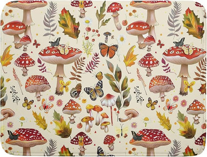 Magic Mushroom Dish Drying Mats Botanical Decorative Absorbent Drying Pad