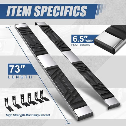 Auto Dynasty Running Boards Compatible with 2005-2012 Nissan Pathfinder, Stainless Steel Side Step Rail Nerf Bars, 6.5" x 73" Step Bars, Polished Chrome