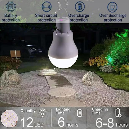 Solar Light Bulb Portable 350LM Solar Powered Camping Light Led Lantern Outdoor for Lamp Light Hiking Fishing Tent Indoor Shed Chicken Coop Hurricane Emergency with USB Chargeable