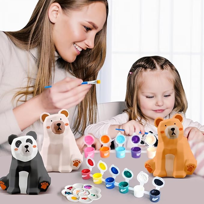 Goodyking Paint Your Own Bear Lamp Kit, DIY Geometric Bear Night Light, Arts & Crafts for Kids Ages 8-12, Painting Kit for Girls Boys Age 4 5 6 7 8+, Art Supplies Creative Gift for Birthday, Party