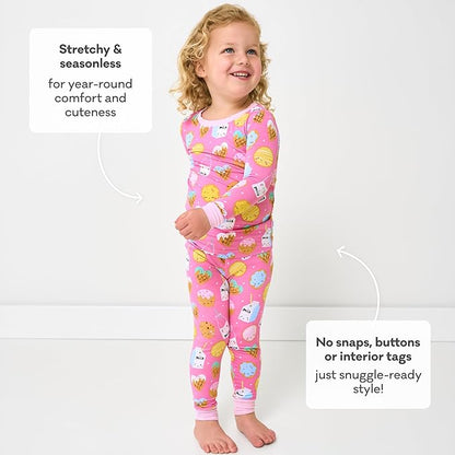Little Sleepies Two-Piece Pajama Set for Boys & Girls, Soft Viscose from Bamboo Toddler Pajamas for Kids, Family Matching PJs