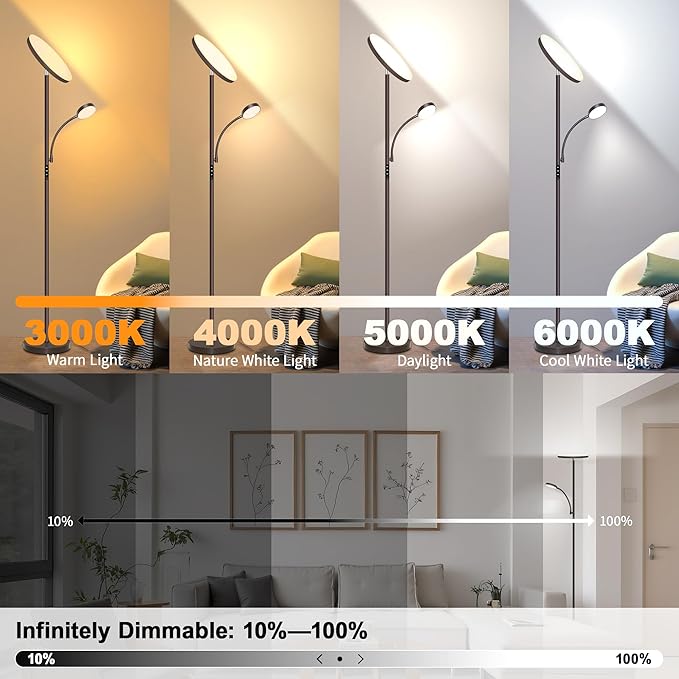 Aulaiyi Floor Lamps for Living Room, 42W Super Bright LED Floor Lamp, 2-in-1
