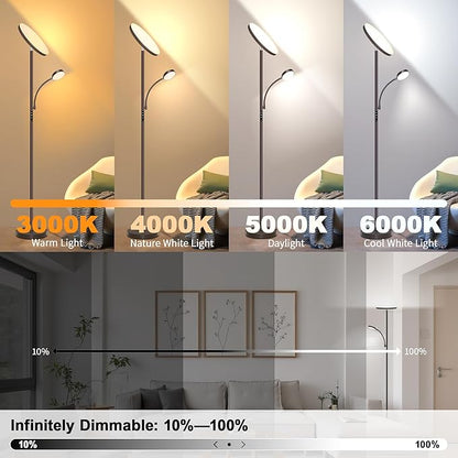 Aulaiyi Floor Lamps for Living Room, 42W Super Bright LED Floor Lamp, 2-in-1