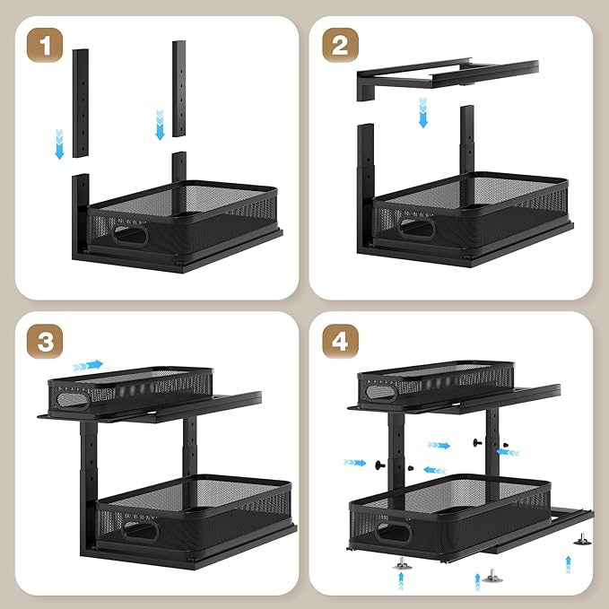 2 Pack 18.5IN-Depth Under Sink Organizer