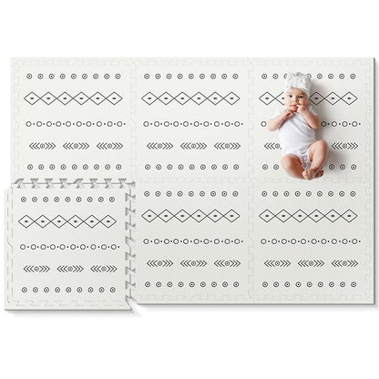 Baby Foam Play Mat, PIGLOG 72x48 Baby Crawling Mat, Floor Mats for Kids for Infants with Interlocking Floor Tiles, Toddler Playmats for Indoor and Outdoor, Easy to Clean Playroom Mats, Bohemia
