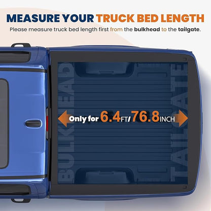 KUIPERAUTO Soft Quad 6.5 FT Soft Tonneau Cover Compatible for 2002-2025 2026 Dodge Ram 1500 (Classic & New Body) / 2003-2026 Ram 2500 3500 Fleetside W/o Ram Box Truck Bed