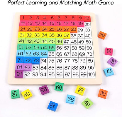 Wooden Montessori Math Counting Hundred Board Toys, 1-100 Consecutive Numbers Learning & Educational Game Toy for Kids Toddlers 3 Year Old with Storage Bag