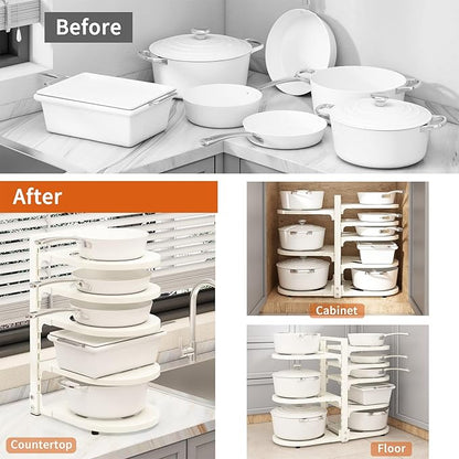 Adjustable Heavy Duty Pots and Pans Organizer Under Cabinet, 8-Tier Pot and Pan