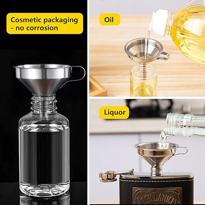Small Funnels for Filling Bottles, Stainless Steel Small Kitchen Funnel Set of 3