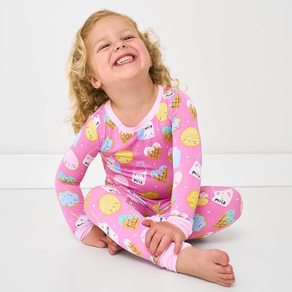 Little Sleepies Two-Piece Pajama Set for Boys & Girls, Soft Viscose from Bamboo Toddler Pajamas for Kids, Family Matching PJs