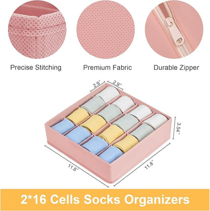 Joyoldelf Sock Drawer Organizer Divider, 16-Cell Underwear Organizers and