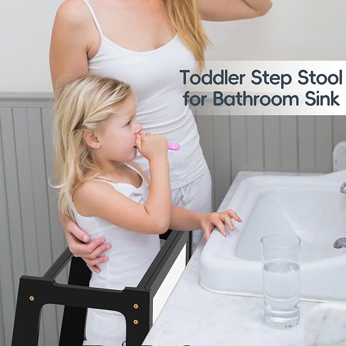 4 in 1 Kitchen Step Stool Helper for Toddlers, Toddler Learning Standing Tower with Whiteboard 2 in 1 Convertible Table and Chair, Widened Platforms for Little Ones Kitchen Counter Bathroom Sink