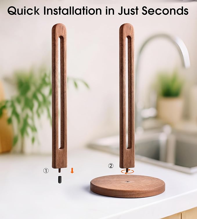 KitchLife Acacia Wooden Paper Towel Holder Countertop, Fits Jumbo Rolls