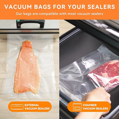 Rolls with Dispenser - 6 Pack 3 Rolls 11"x20' & 3 Rolls 8"x20', Vacuum Sealer Bags, Leakproof Heavy Duty Food Storage for Sous Vide, Meal Prep, Freezer, Compatible with Food Saver, Wevac Core