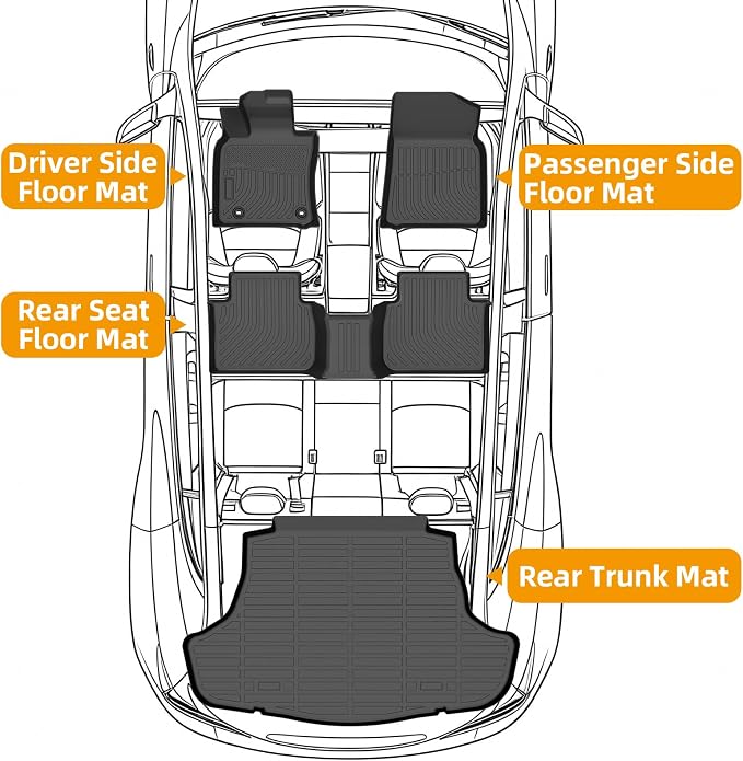 Floor Mats for Toyota Camry 2018 2019 2020 2021 2022 2023 2024(FWD ONLY), (Non Hybrid or AWD) 2022 Camry Floor Mats, 1st & 2nd Row & Cargo Liner, TPE Anti-Slip Waterproof Car Accessories