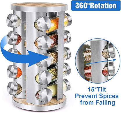 Spice Rack Organizer with Jars for Cabinet Revolving/Rotating Seasoning