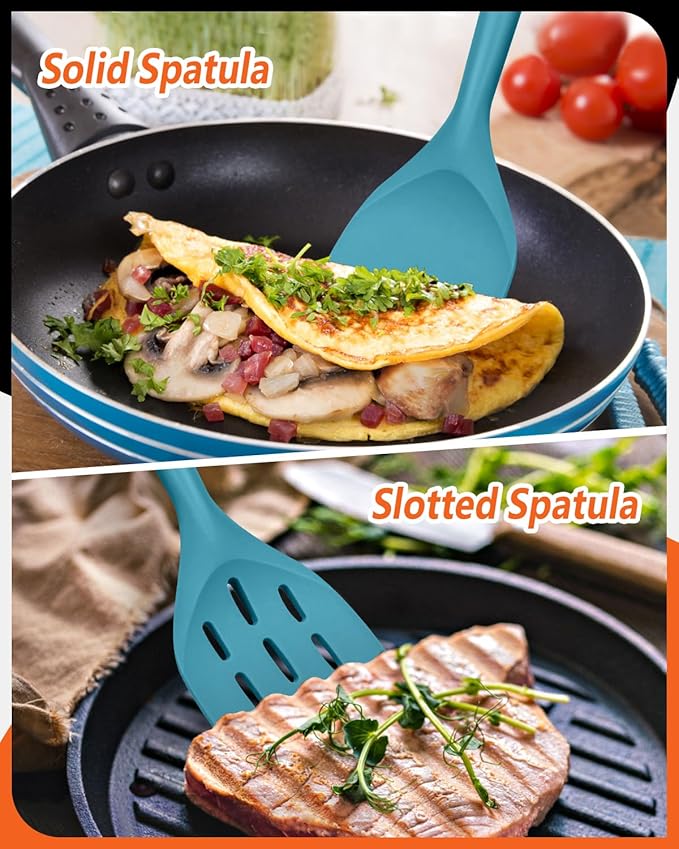 Pack of 2 Silicone Spatula, Non Stick Cooking Utensil Set Wooden Handle Kitchen