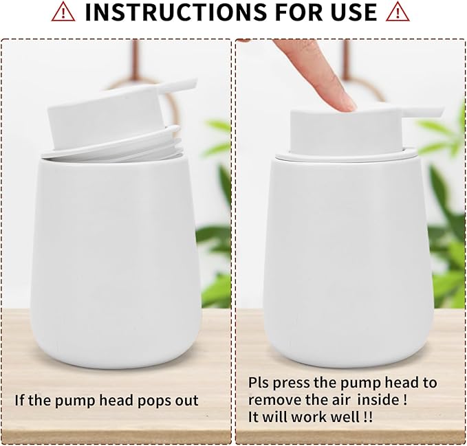 Soap Dispenser Ceramic with Easy-to-Press Pump Hand Lotion Liquid Dispenser
