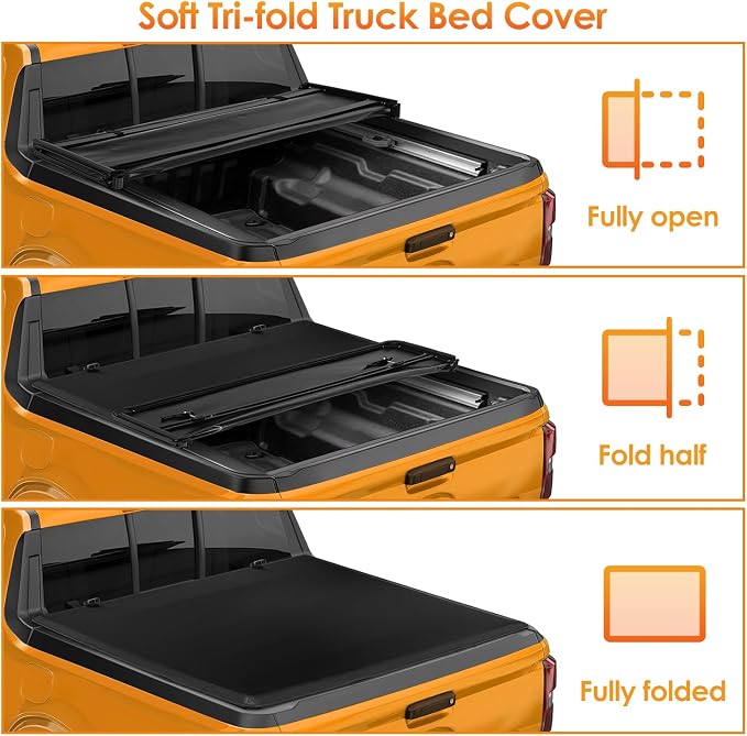 Nilight Soft Tri-fold Truck Bed Tonneau Cover Compatible with Ford F150 2015-2026, All-Weather Low Profile Cargo Protection-5.5ft