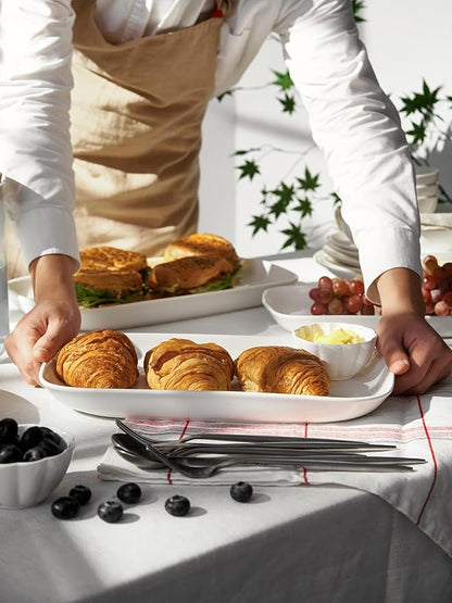 DOWAN Serving Platters and Trays for Wedding Decor, 16"/14"/12" Serving Dishes for Entertaining, White Porcelain Plates Set of 3