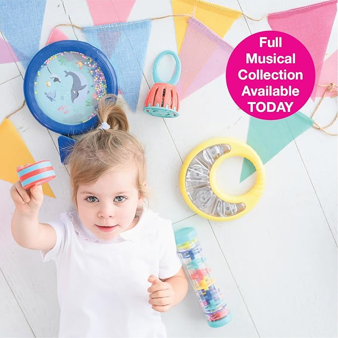 Edushape First Birthday Gift Set - Baby Musical Instruments & Toddler Music Set - Music Toys Baby Gift – Includes Hand Drum, Rain Stick, Shakers, Bell - Interactive Toddler Music Toys for Toddlers 1-3